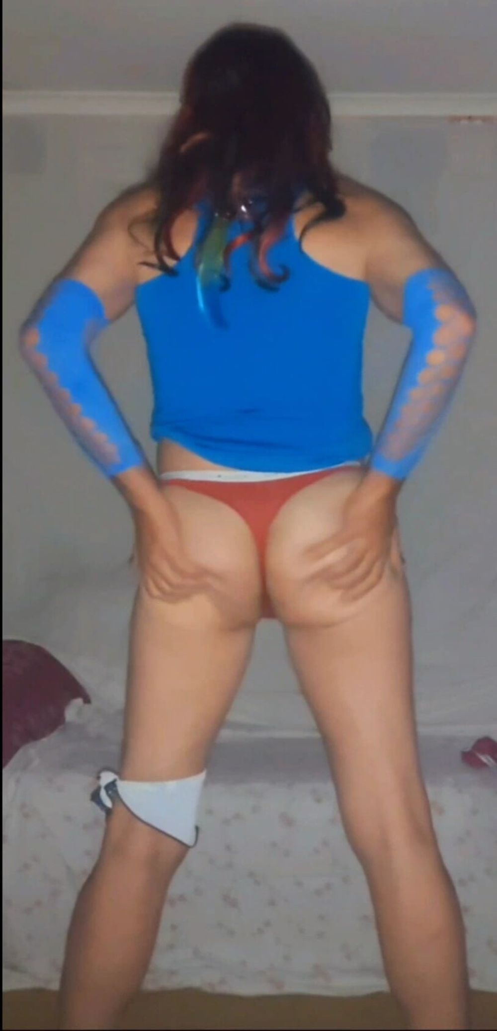 Contrast of blue and red panties #4