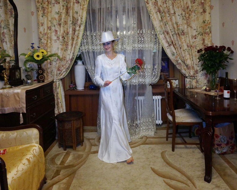 In Wedding Dress and White Hat #21