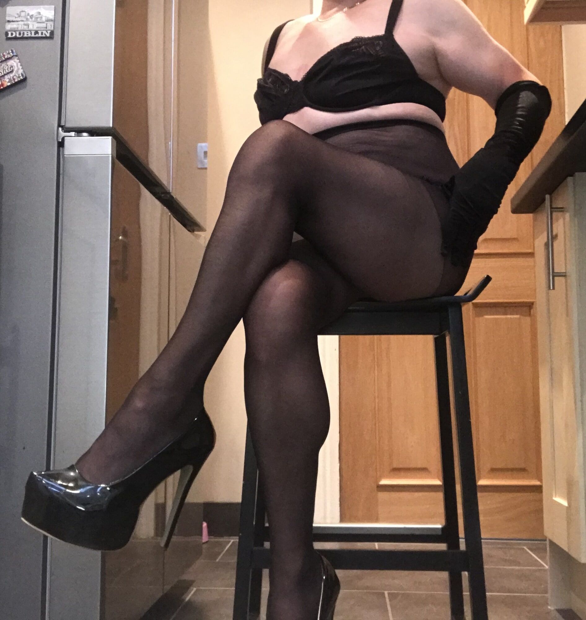 sexy slut in sheer black tights #14