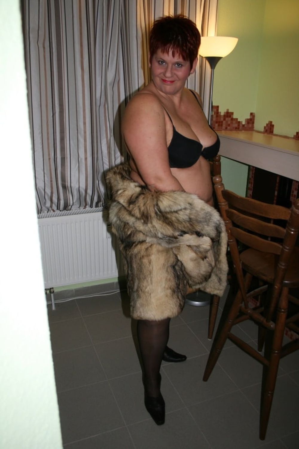 Posing in a brown fur jacket #9