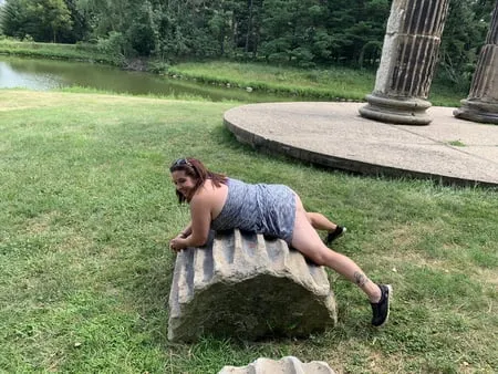 sexy bbw outdoors at the park         