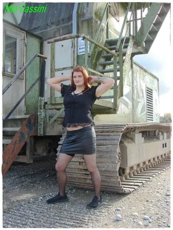 posing with excavator         