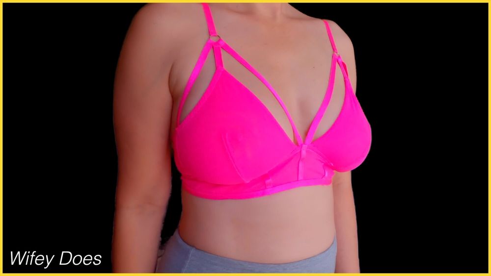 Wife stuns in hot pink bra #6