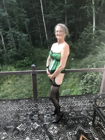 outdoors in lingerie         