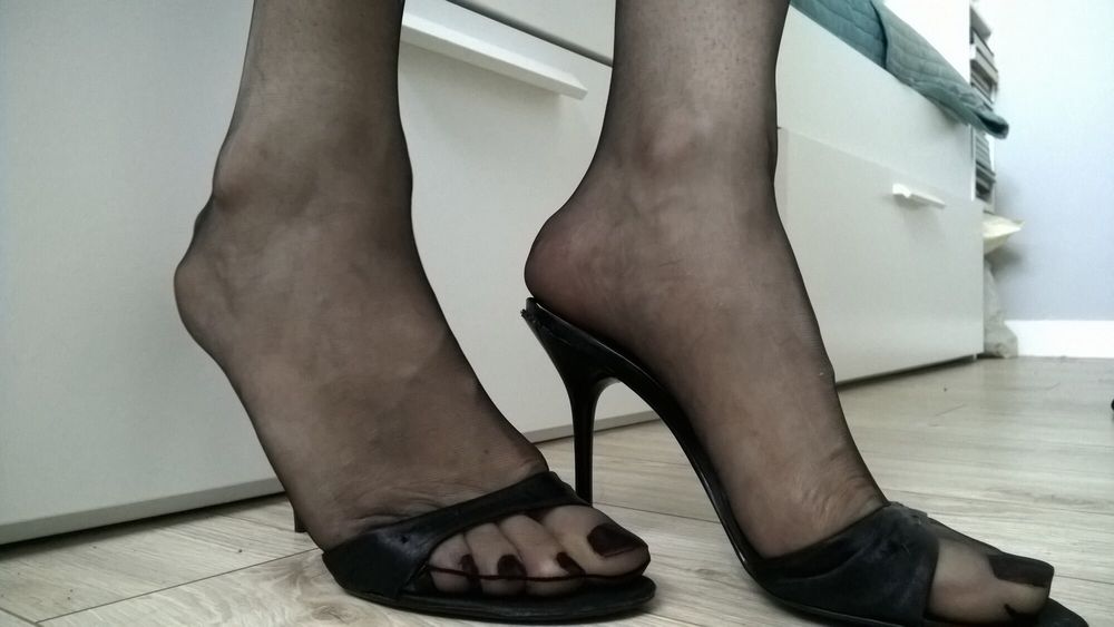 Black nylon hosiery #32