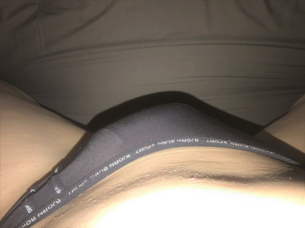 My cock in black thong #3