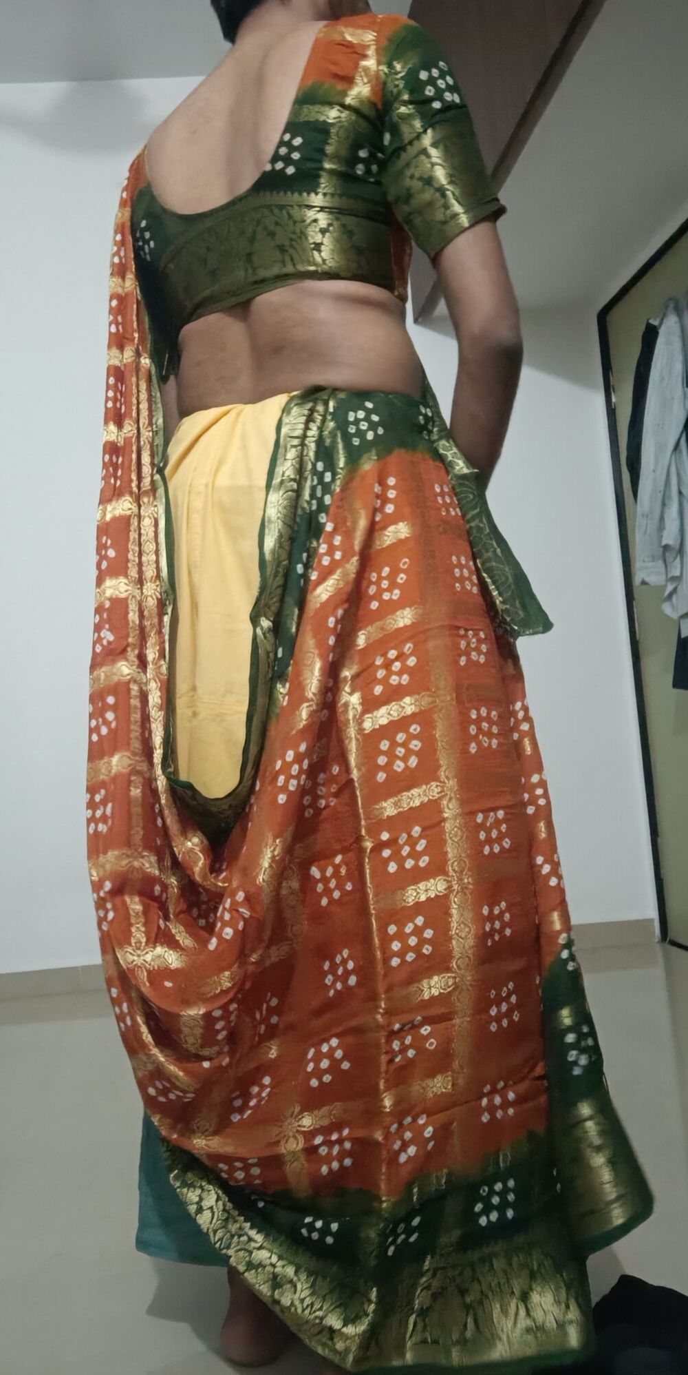 Wear duel ghaghra with saree  #8