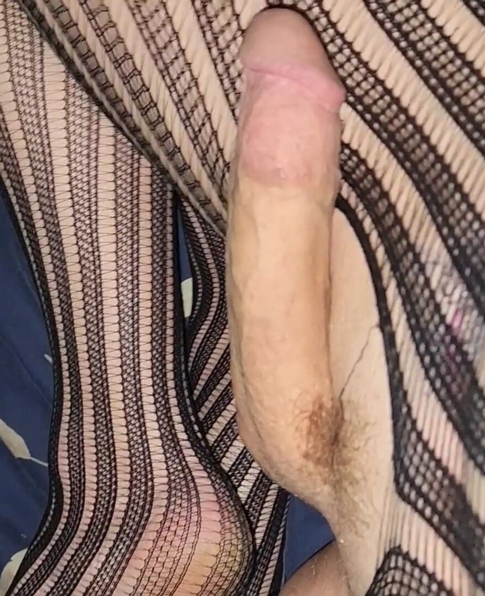 Pantihose big swollen shecock pre cum and cum dribbling #11