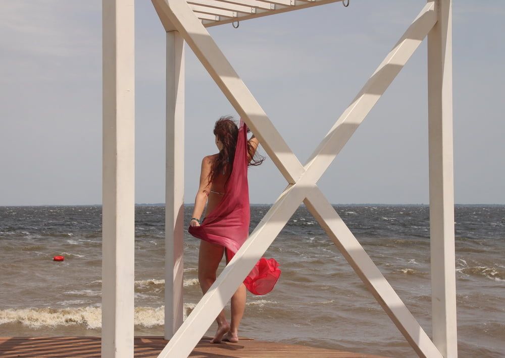 Red Shawl on windy weather #48