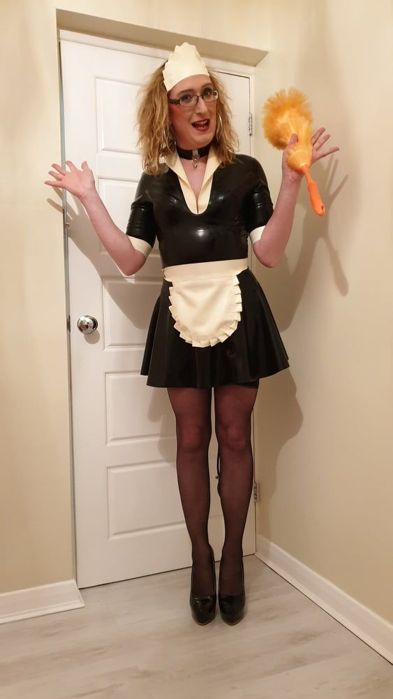 Latex Maid With a Pump Up Anal Plug, Stockings and Heels #31