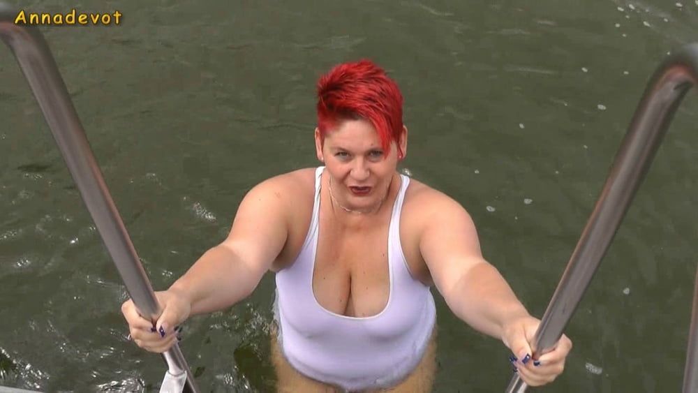 In WHITE SWIMSUIT in the lake #6