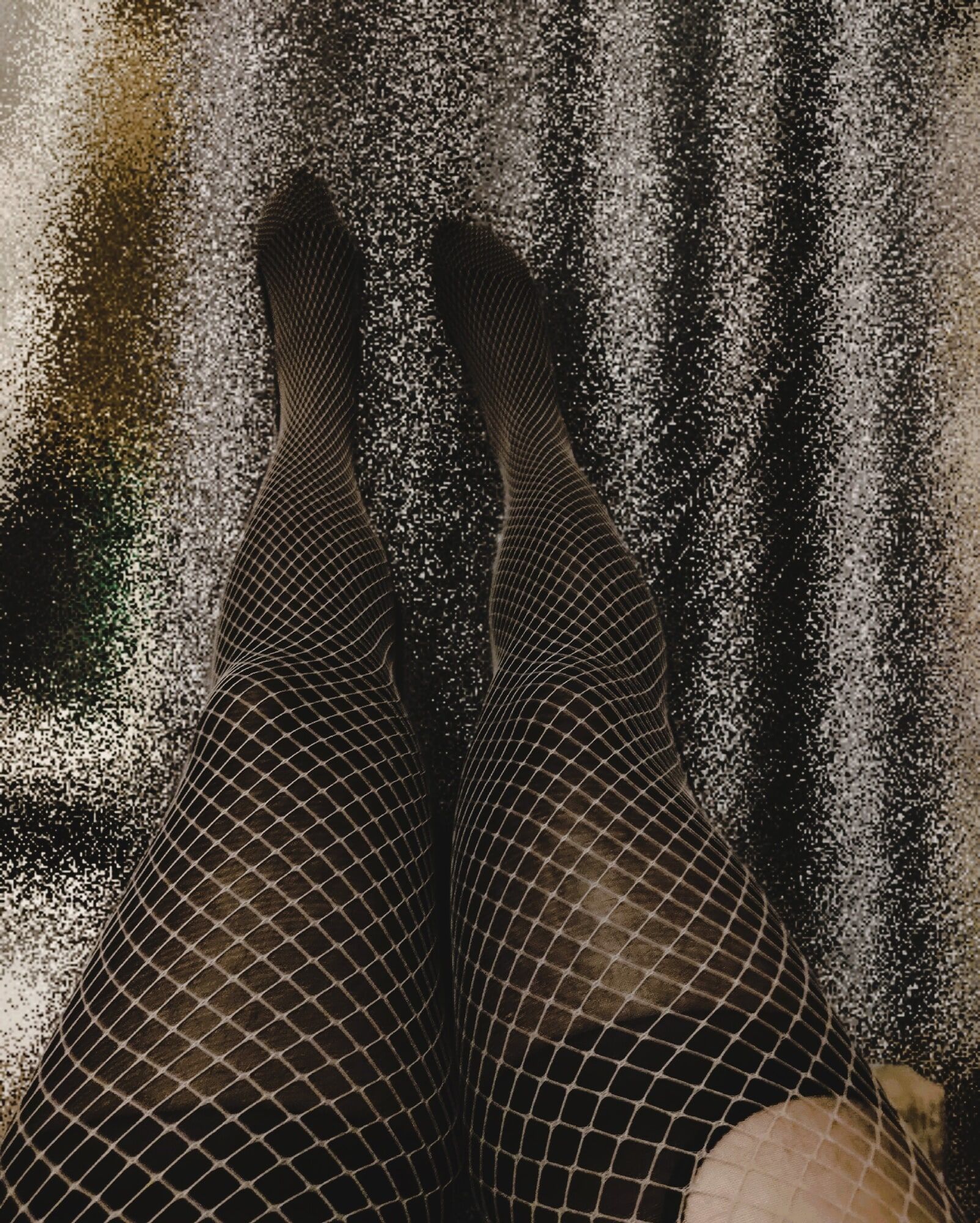 My legs are in stockings and a fishnet #14