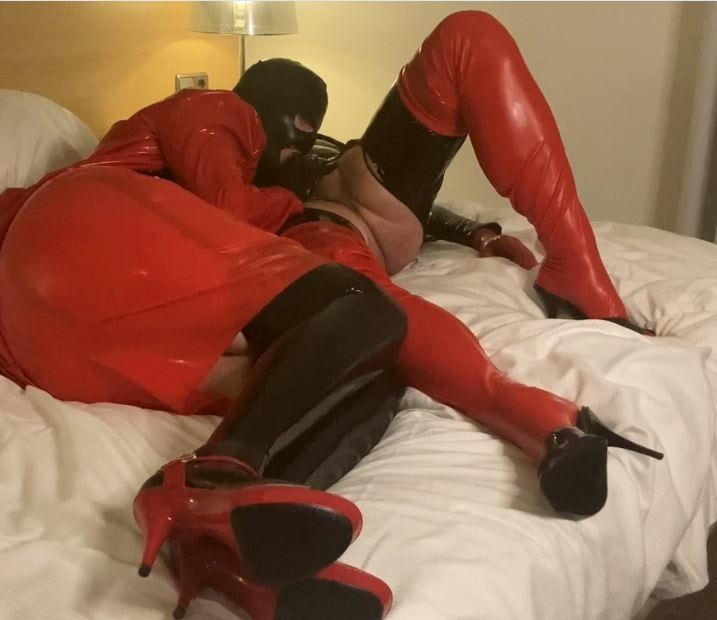 Black and Red Latex Fetish Couple #32