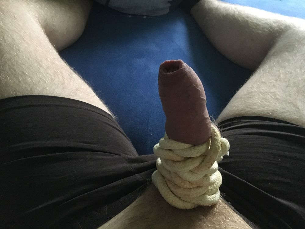 Hairy Cock And Ball Bondage With Rope #3