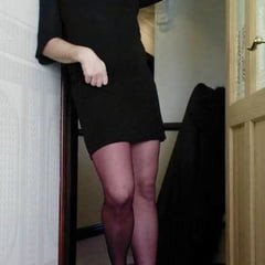 Black Dress and Purple Hold ups