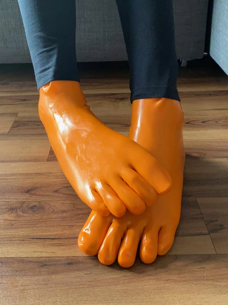 Orange Latex Toe Socks and EvoSkins #5