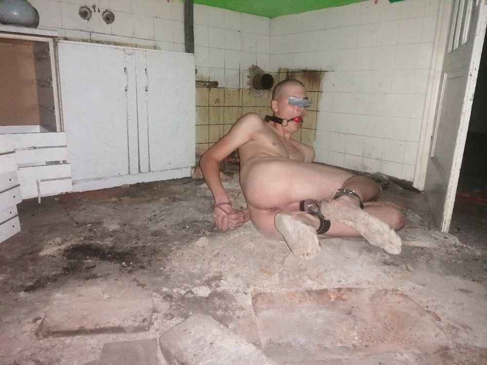 Gay slave tied nigh in Abandoned places  #24