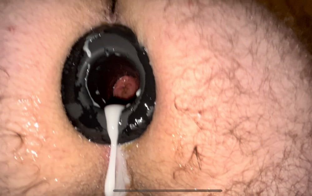 Real gape and gape from hollow plug and cum dripping out #3
