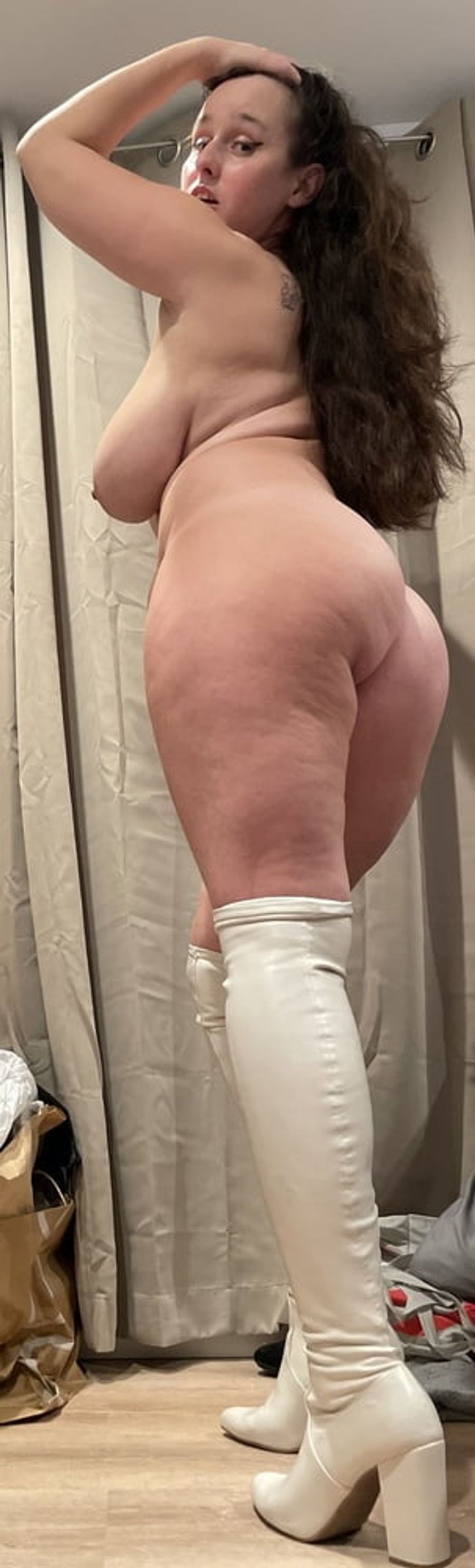 Sexy wife wearing white boots  #23