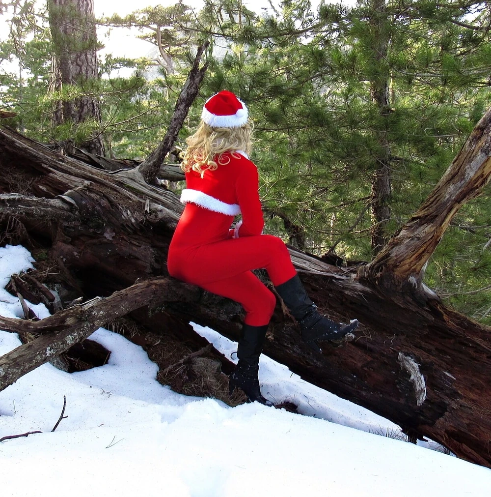 Shy snowflake shows off her ass in stockings. #38
