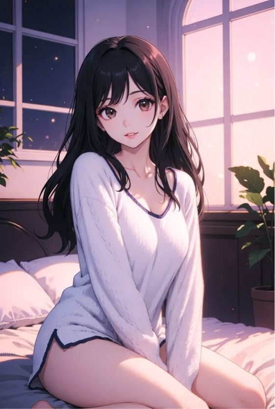 Seductive 2D anime waifu – AI animation #15