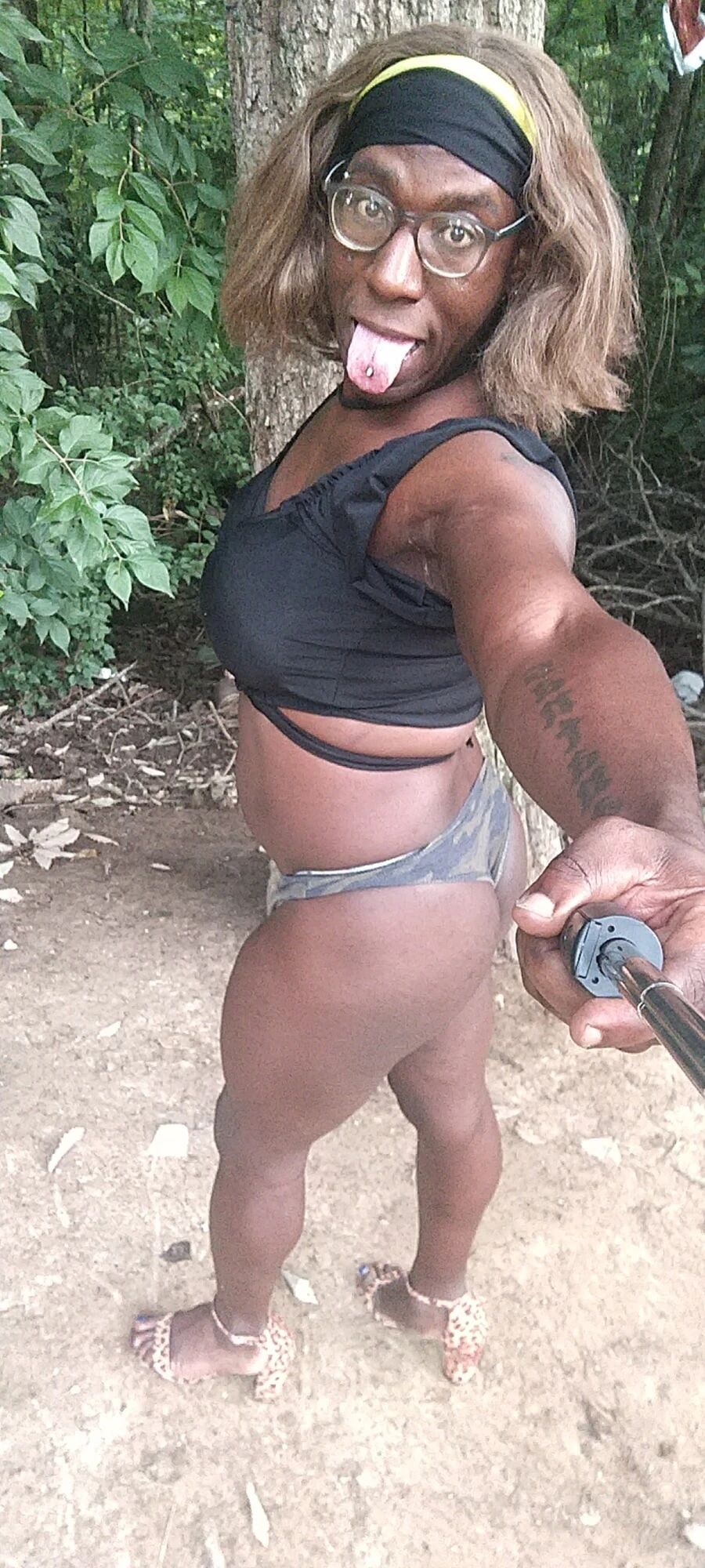 In the woods Bare black ass transgender  #2