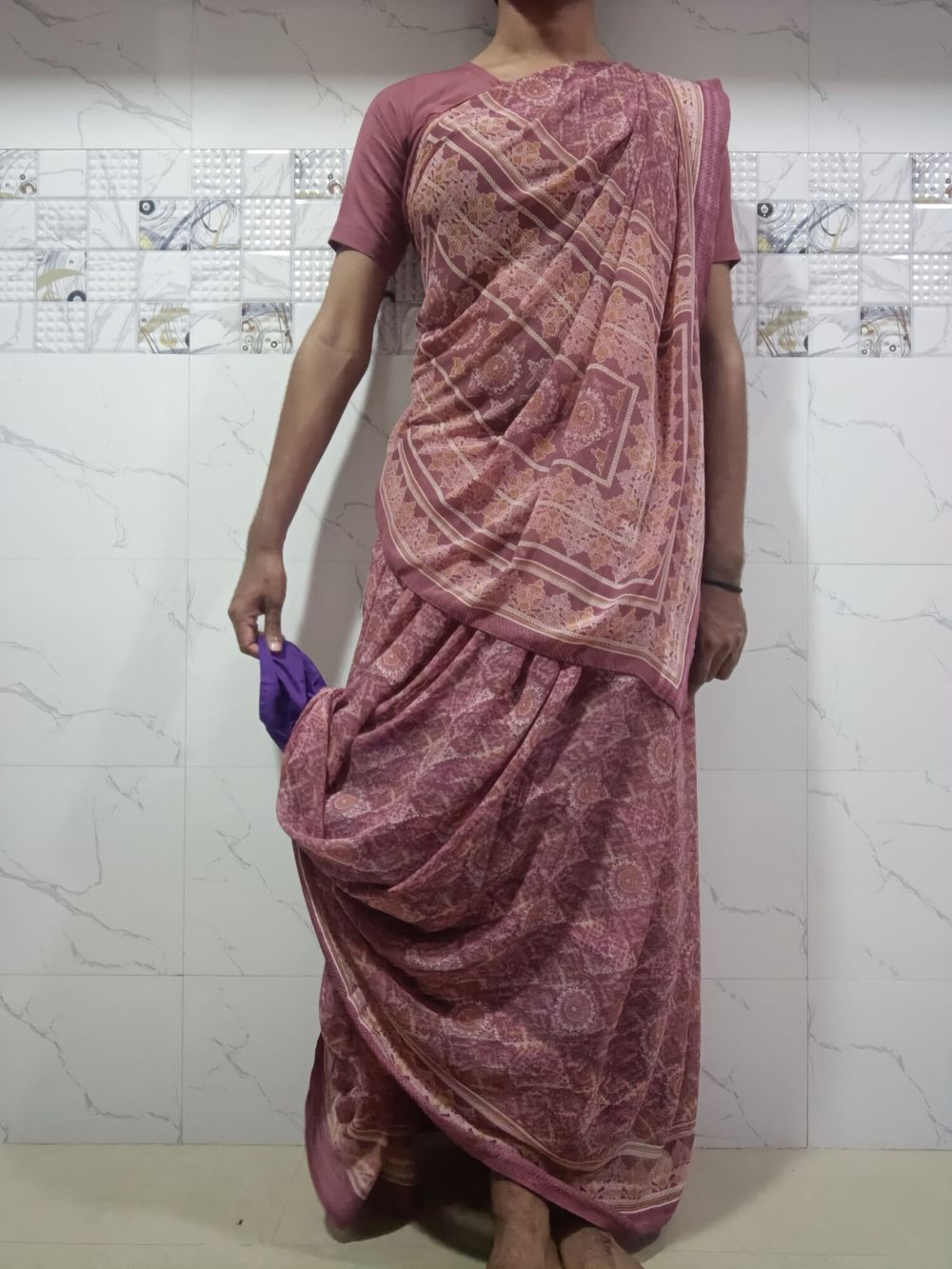 Wear skin colour saree #19