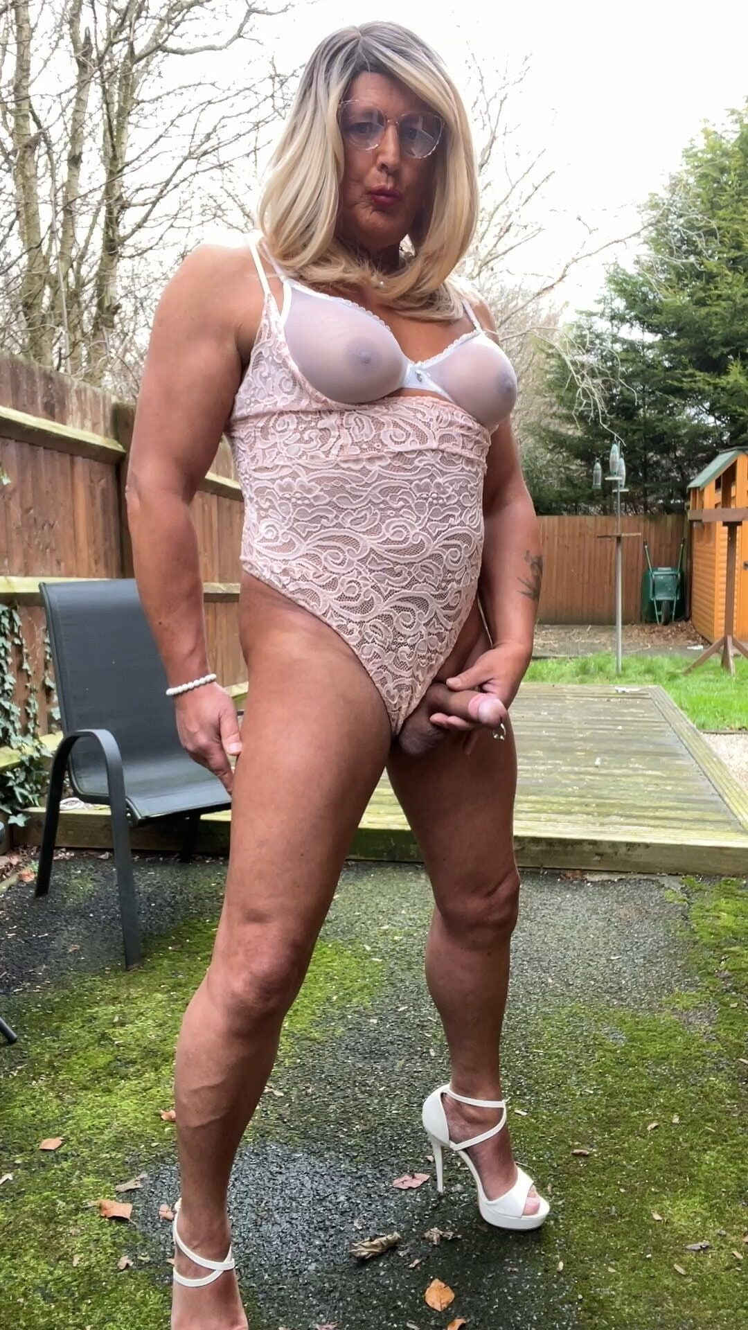 Amateur crossdresser Kellycd2022 sexy Milton pink bodysuit  #40