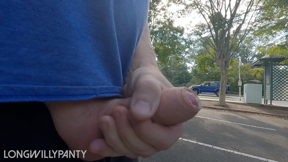 Amateur straight guy flashes his cock next to the busy road #16