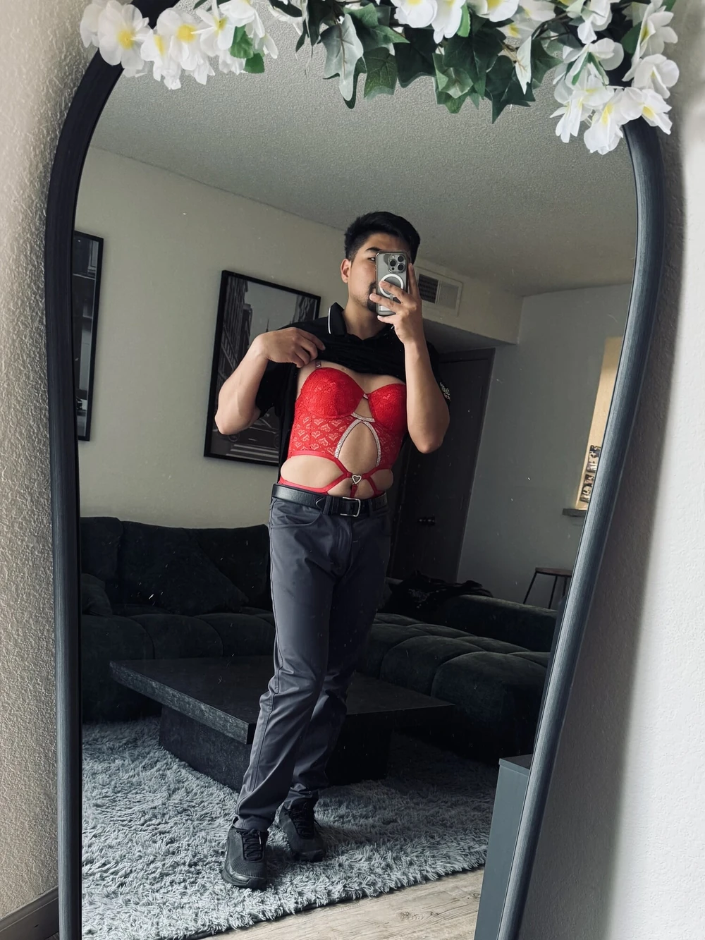 Pantyhose and lingerie under work uniform  #3