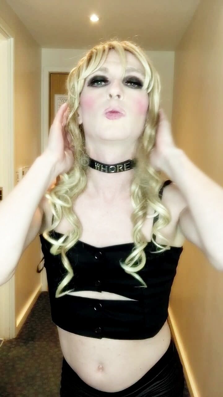 Sissy Crossdresser In Black Slut Outfit Posing  #3