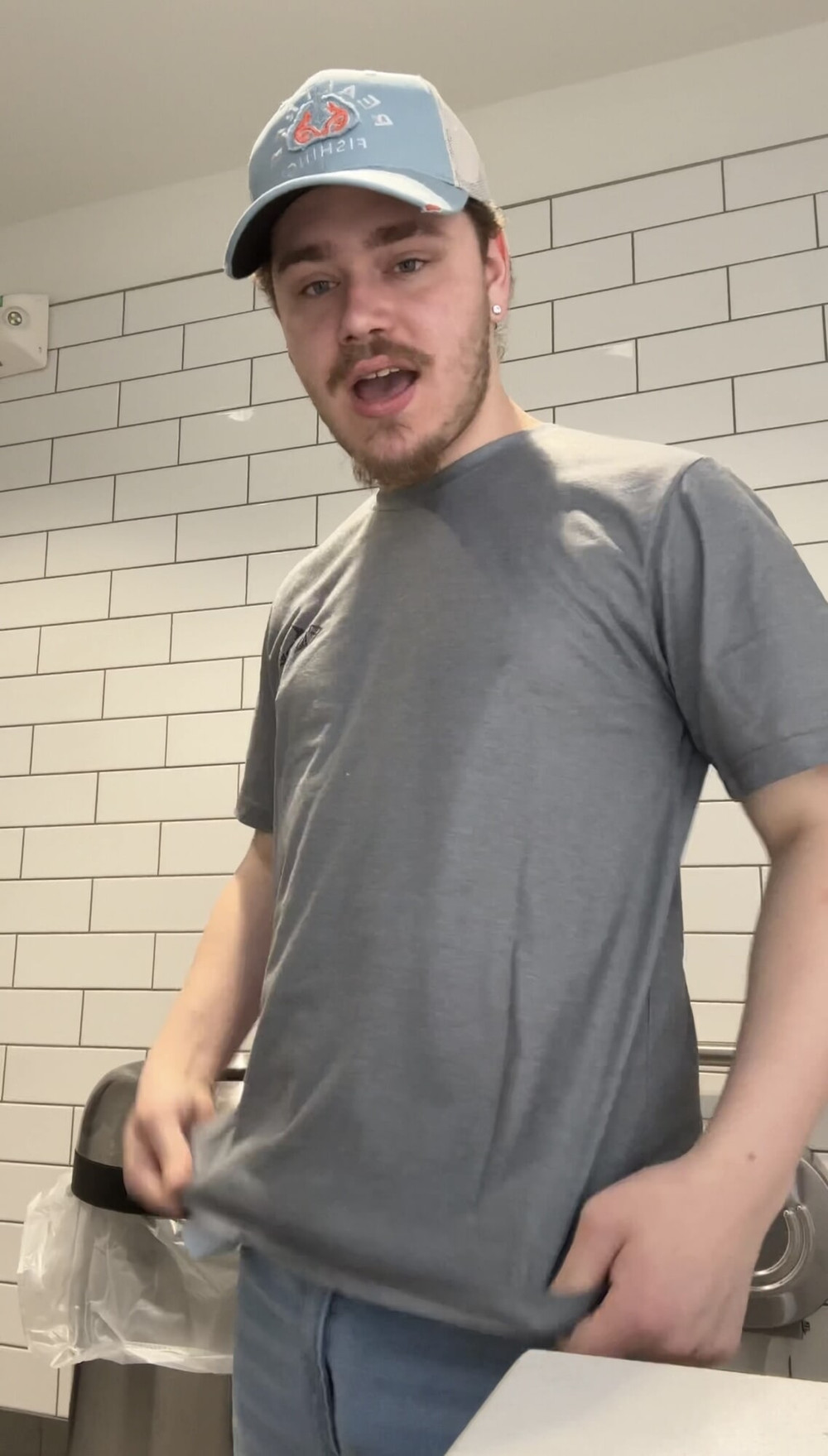 White Boy Shows Off His Tight Sexy White Ass In Public Bathr #7