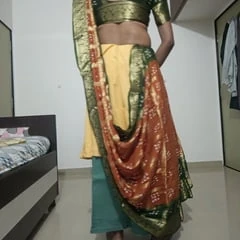 Wear duel ghaghra with saree 