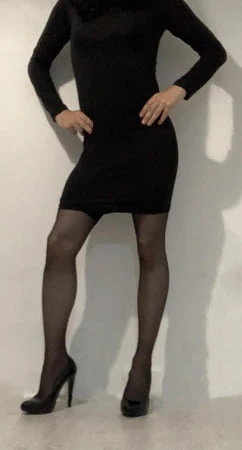 black dress and stockings         