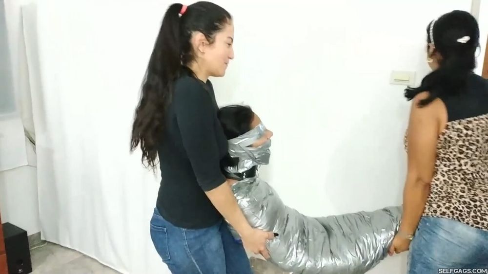 Heavily Duct Tape Mummified By Crazy Bondage Women #47