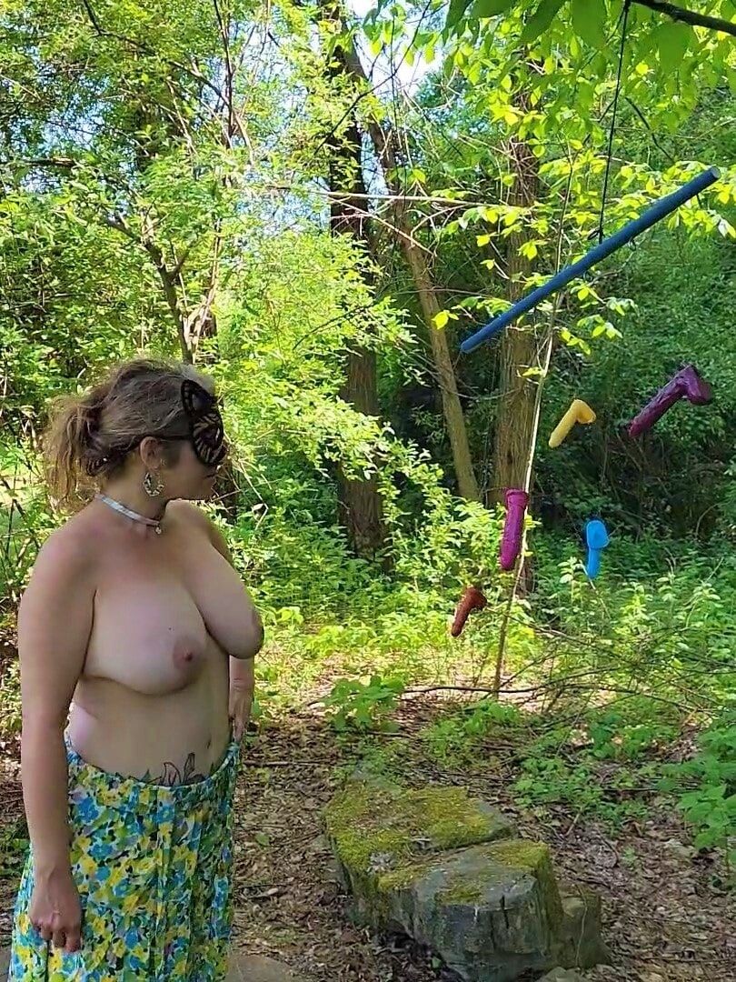 Mommy&amp;#039;s Re-purposed Used Dildos.  Hugh-Titted Garden Walk #30