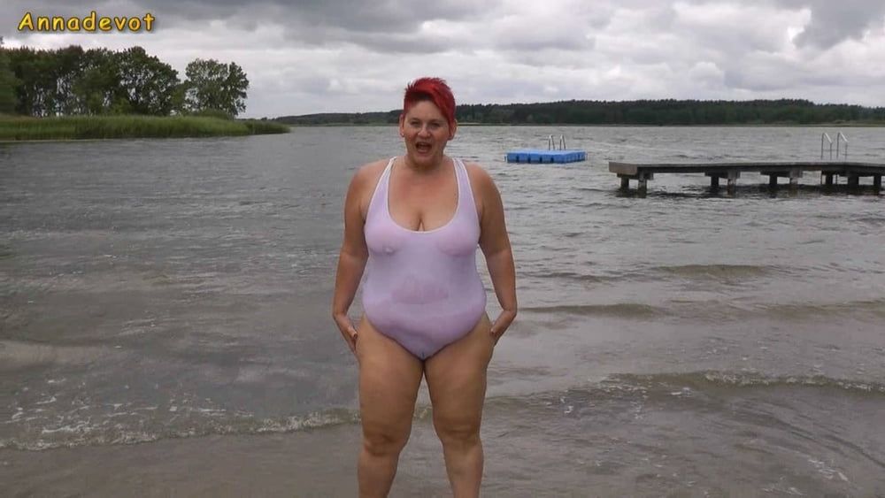 In WHITE SWIMSUIT in the lake #11