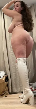 sexy wife wearing white boots         