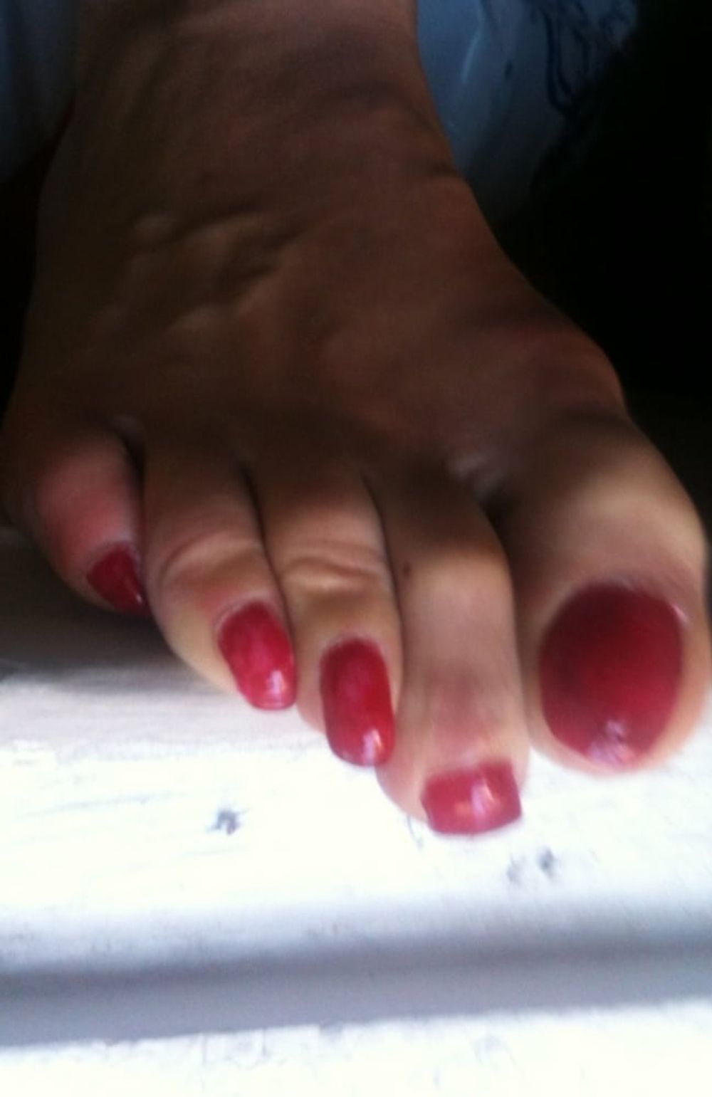 red toenails mix (older, dirty, toe ring, sandals mixed). #10