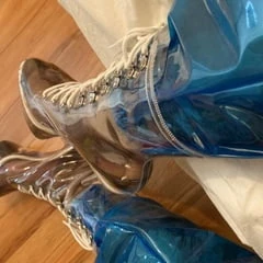 Blue Transparent PVC and Clear PVC Boots