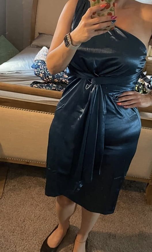 Blue satin dress  #5
