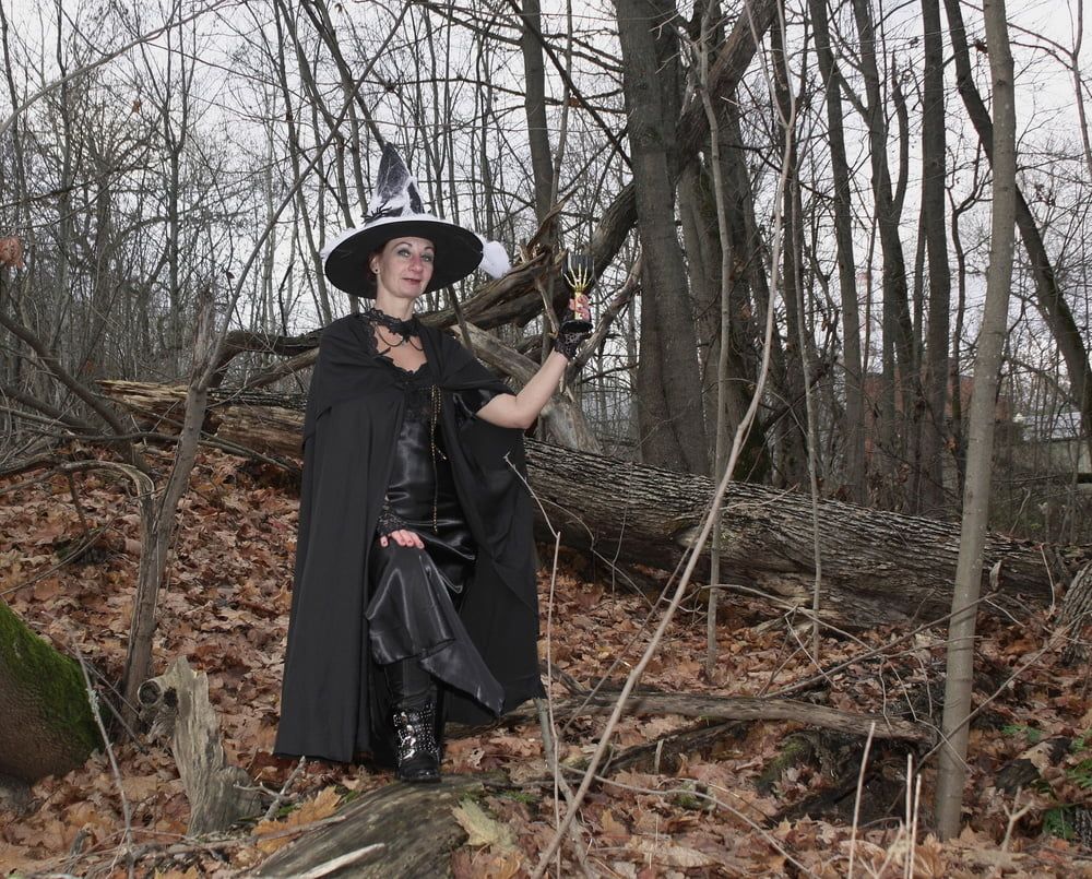 Witch with broom in forest #19