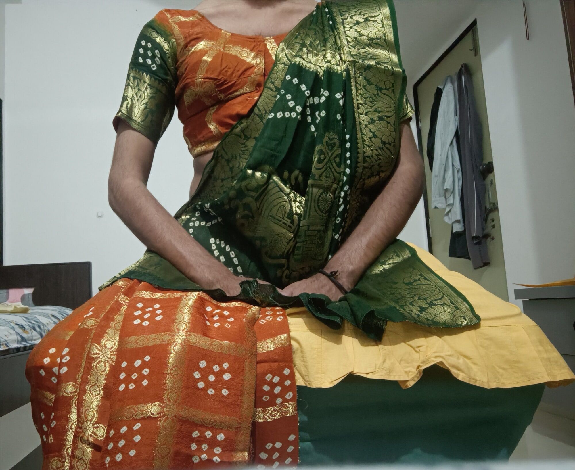 Wear duel ghaghra with saree  #15