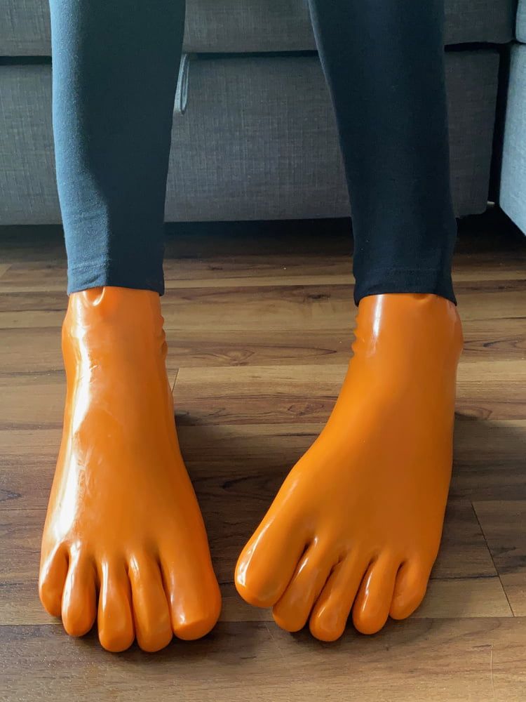Orange Latex Toe Socks and EvoSkins #3