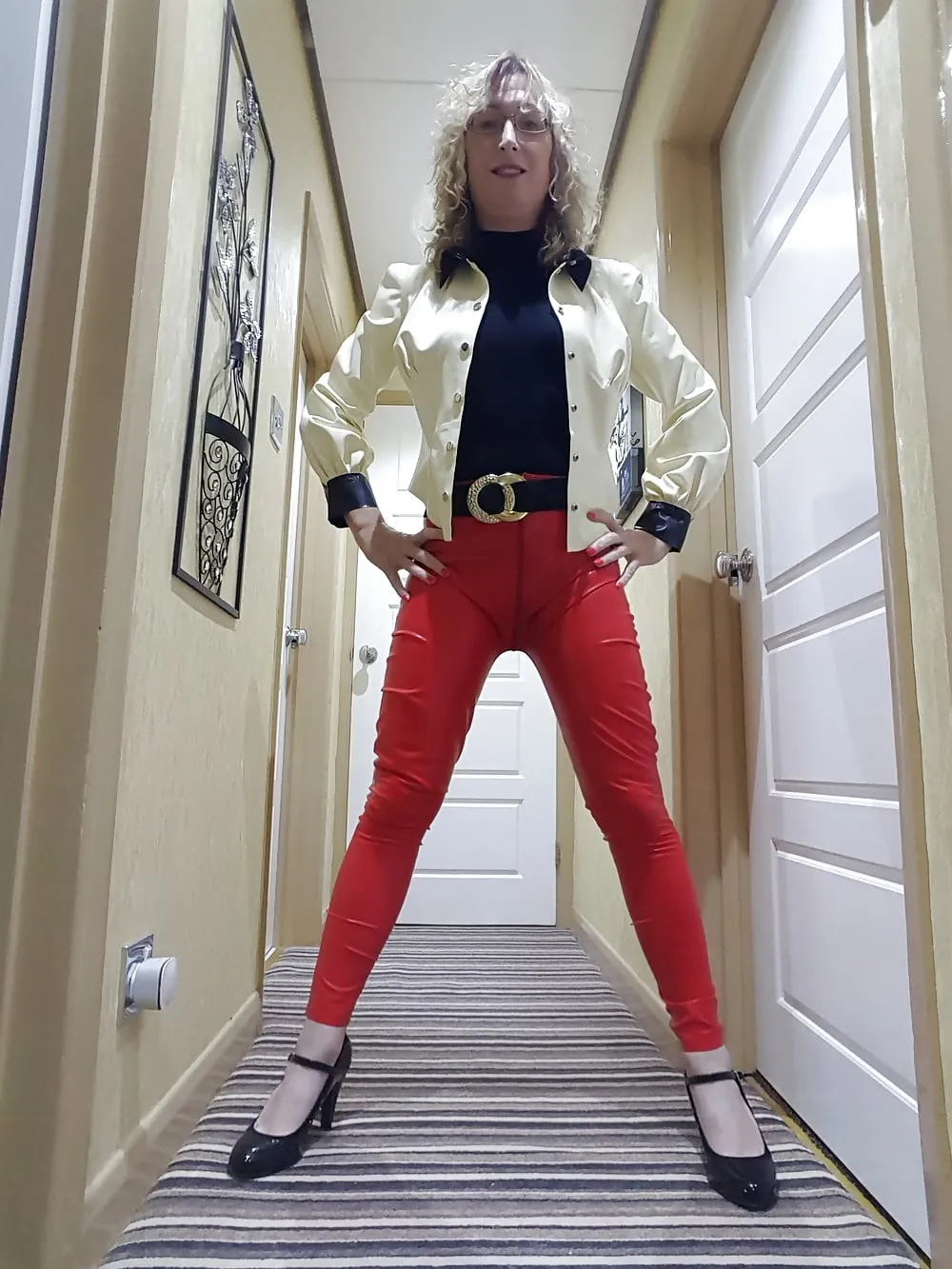 White latex jacket and red latex trousers #7