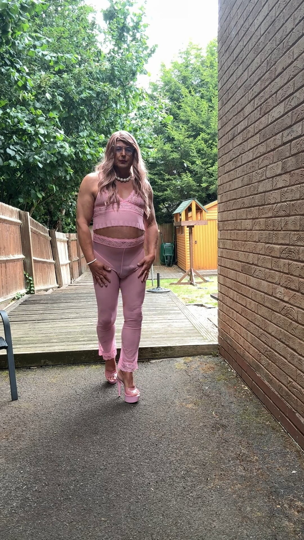 Sexy Crossdresser kellycd2022 in pink outfit and heels  #43