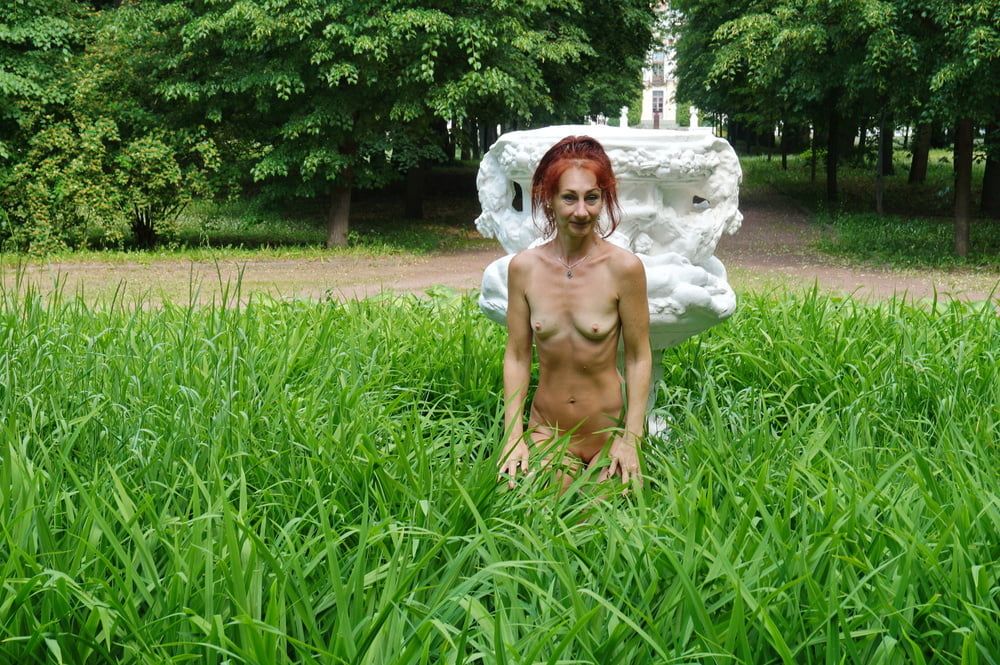 Naked in the grass by the vase #45