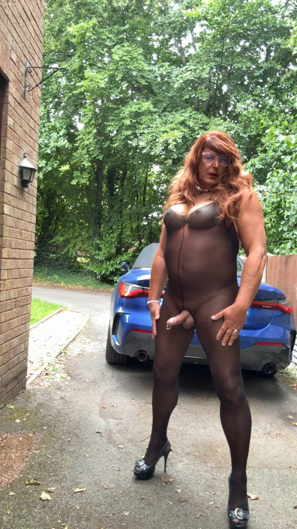 Sexy Crossdresser kellycd2022 in black catsuit and heels  #56