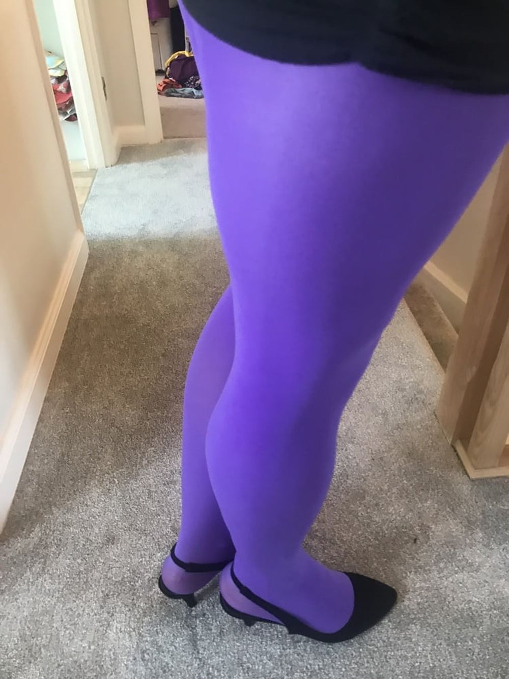 Wearing Purple tights pantyhose #35