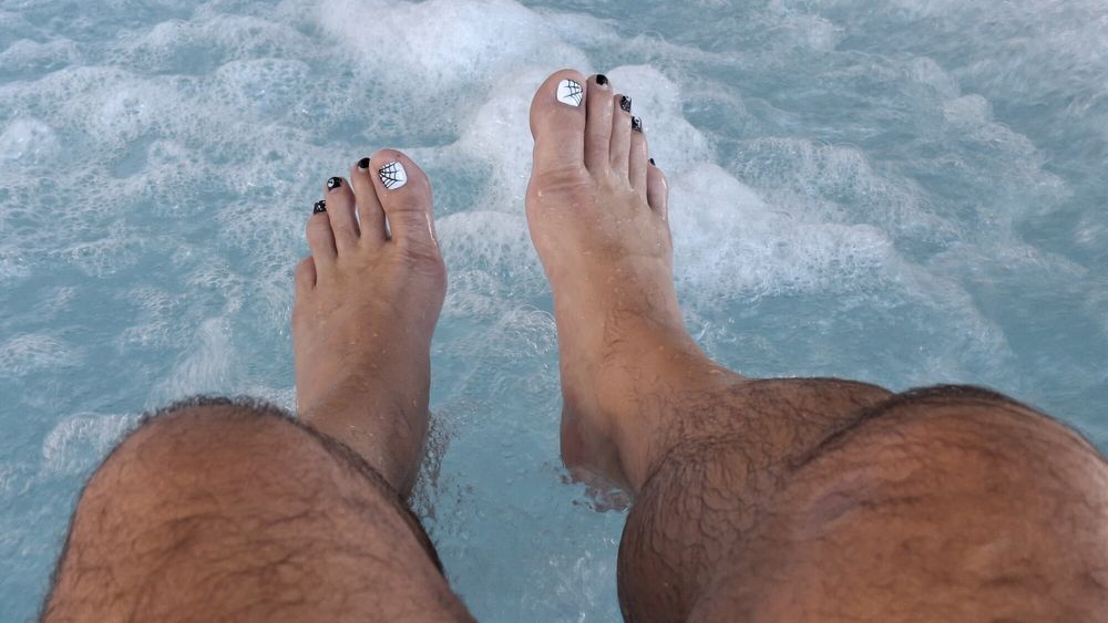 My wet steamy pedicured feet #4